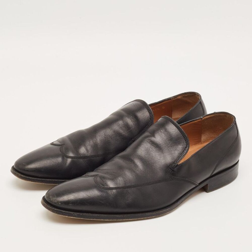 Gucci Size 45.5 Black Leather Slip On Loafers - Picture 2 of 7